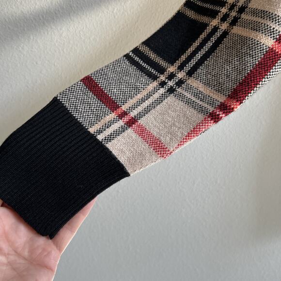 Argyle Plaid Clueless Sweater Preppy Y2K Viscose Blend Black Beige Ivy League M - Picture 12 of 14